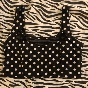 Black/White Polka Dot Mesh Padded Crop Top